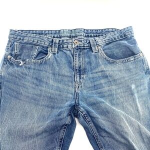 Vintage MACHINE Mens Skater Blue Wash Straight Leg Jeans Sz 36x34 Distressed